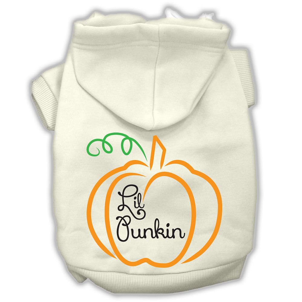 Halloween Pet Dog & Cat Hoodie Screen Printed, 'Lil Punkin' Cream Xl (14-20 Lbs.)