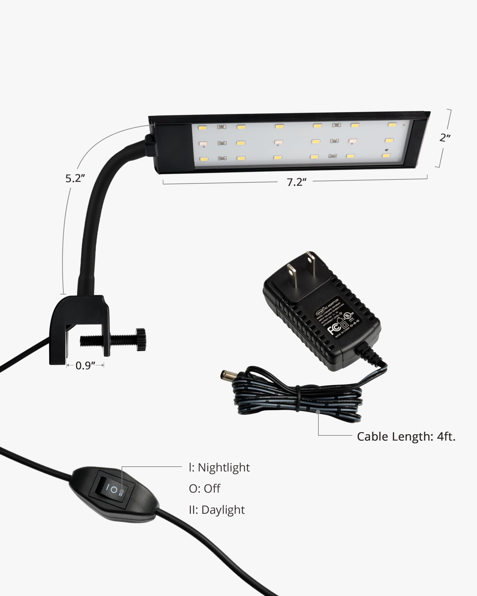 Nicrew Fish Tank Clip On Light, Clamp Aquarium Light With White And Blue Leds, 320Lm, 7 Watts