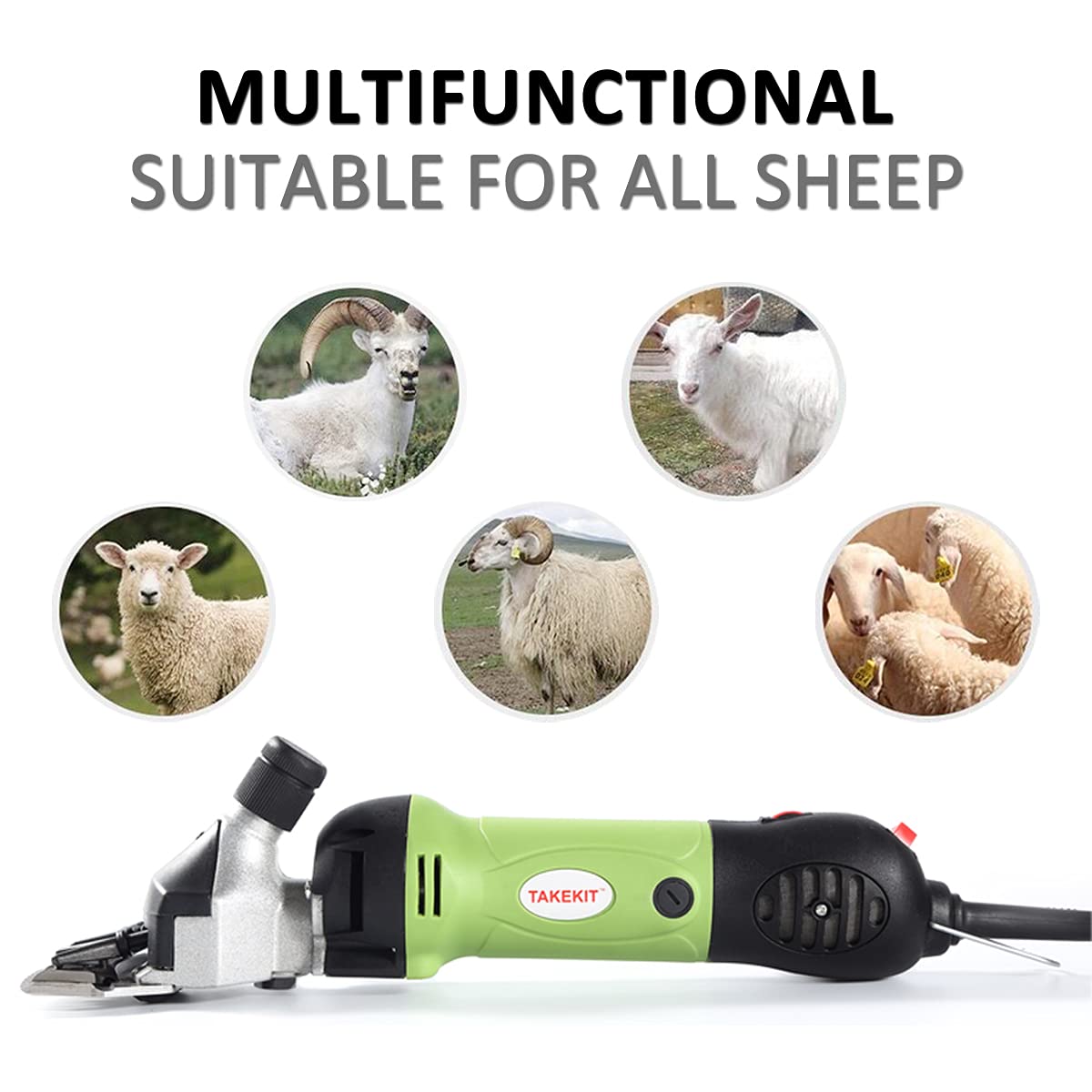 Takekit Sheep Shears Professional Electric Sheep Clippers For Sheep Alpacas Llamas And Large Thick Coat Animals Grooming, 6 Speeds Control Big And Heavy Sheep Trimmer, 380W