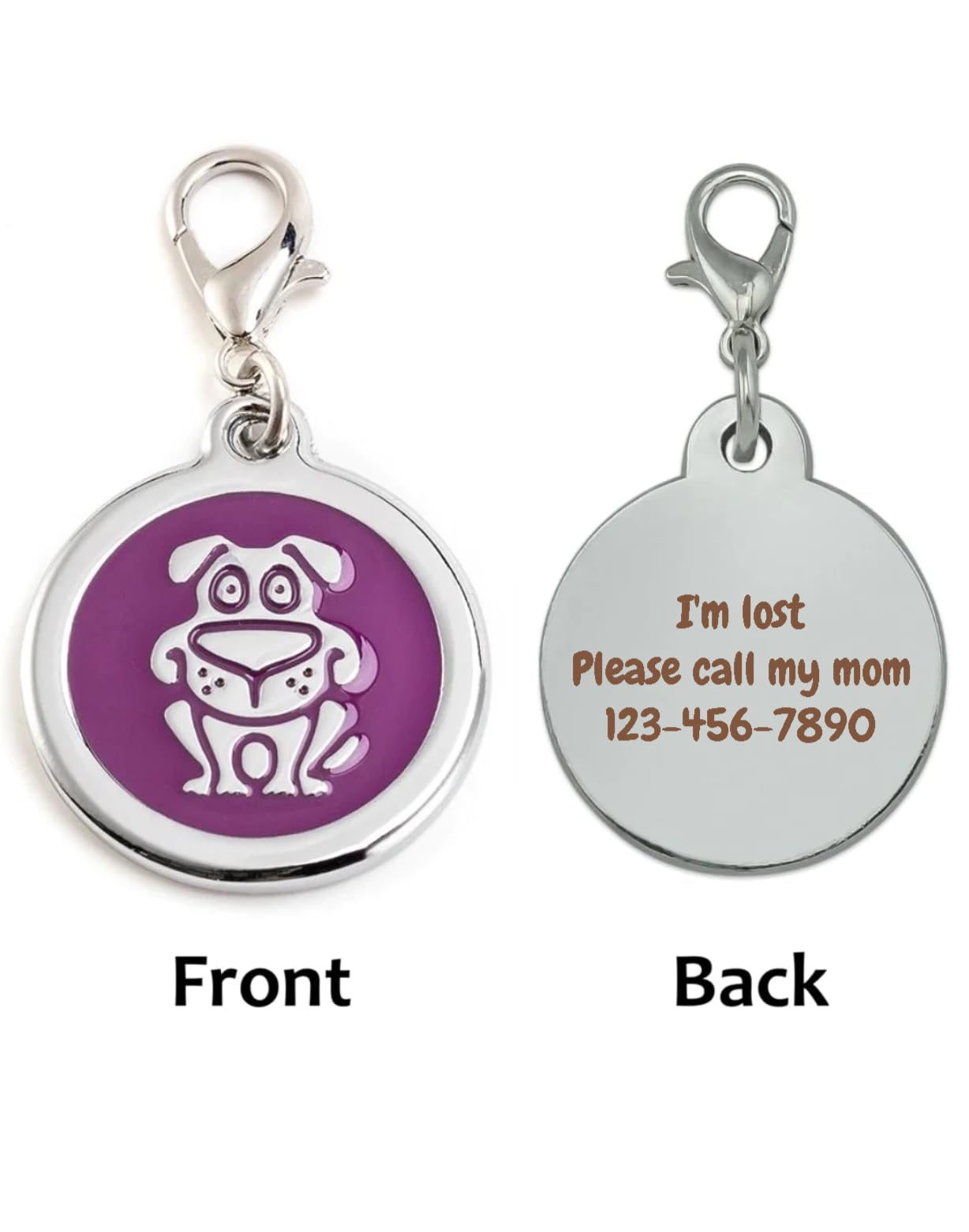 Personalized Funky Dog Design Pet Id Tag With Quick Clip - Laser Engraved Custom Name Tag For Puppies And Dogs (Round-Small: Pur