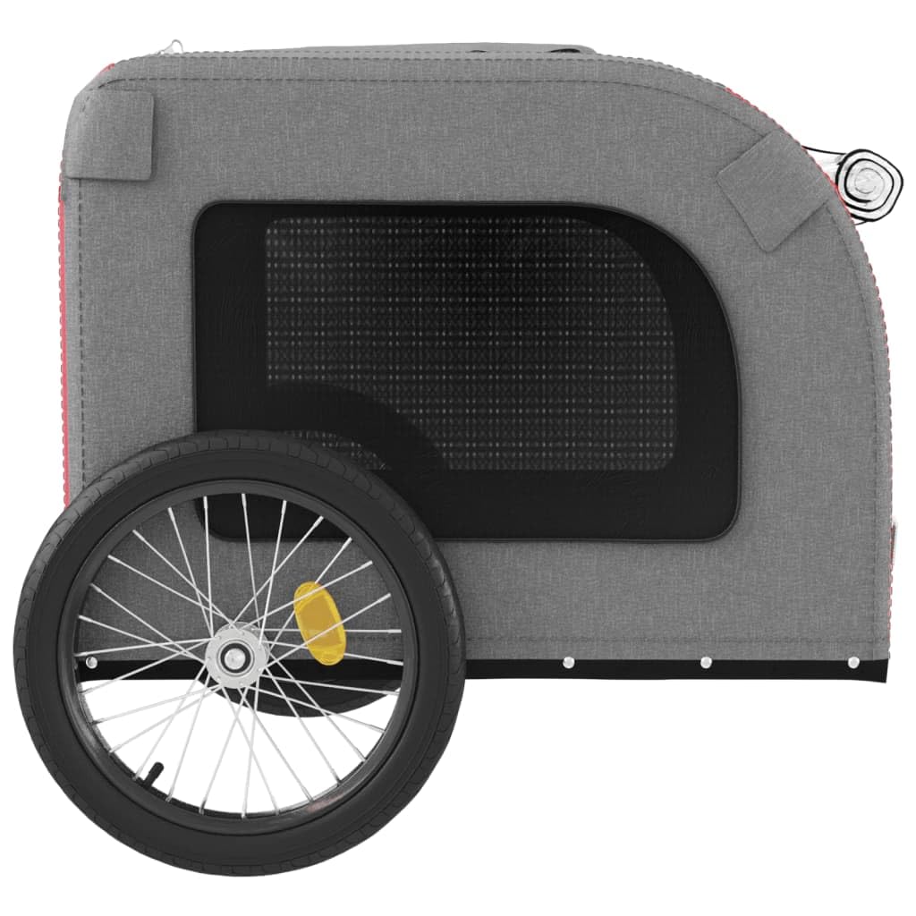 'Vidaxl Pet Bike Trailer In Red And Gray Oxford Fabric And Iron - Comfortable, Versatile And Safe - Ideal For Small Dogs And Other Pets'
