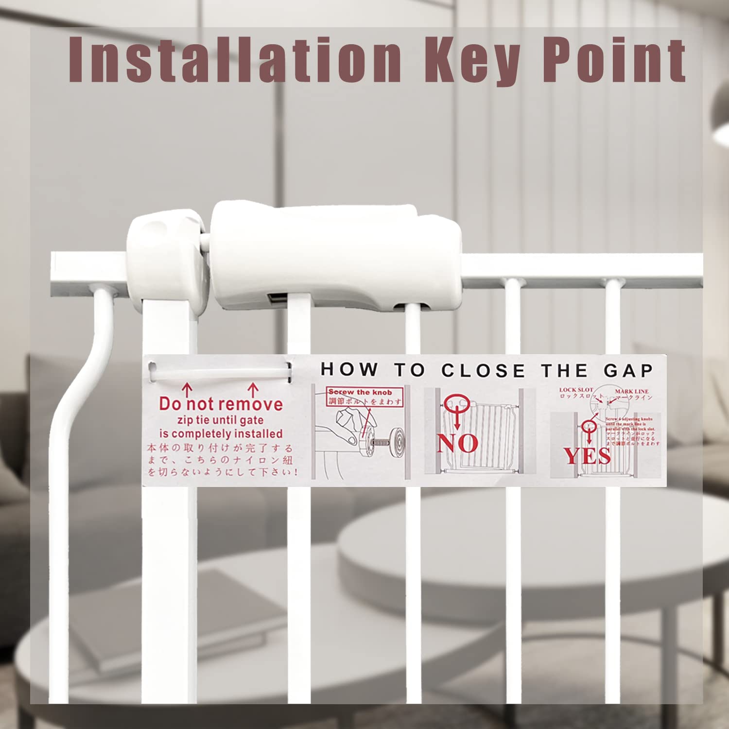 Extra Wide Baby Gate Pressure Mounted Auto Close White Metal Child Dog Pet Gate 48-53 Inch Wide For Stairs,Doorways,Kitchen And Living Room
