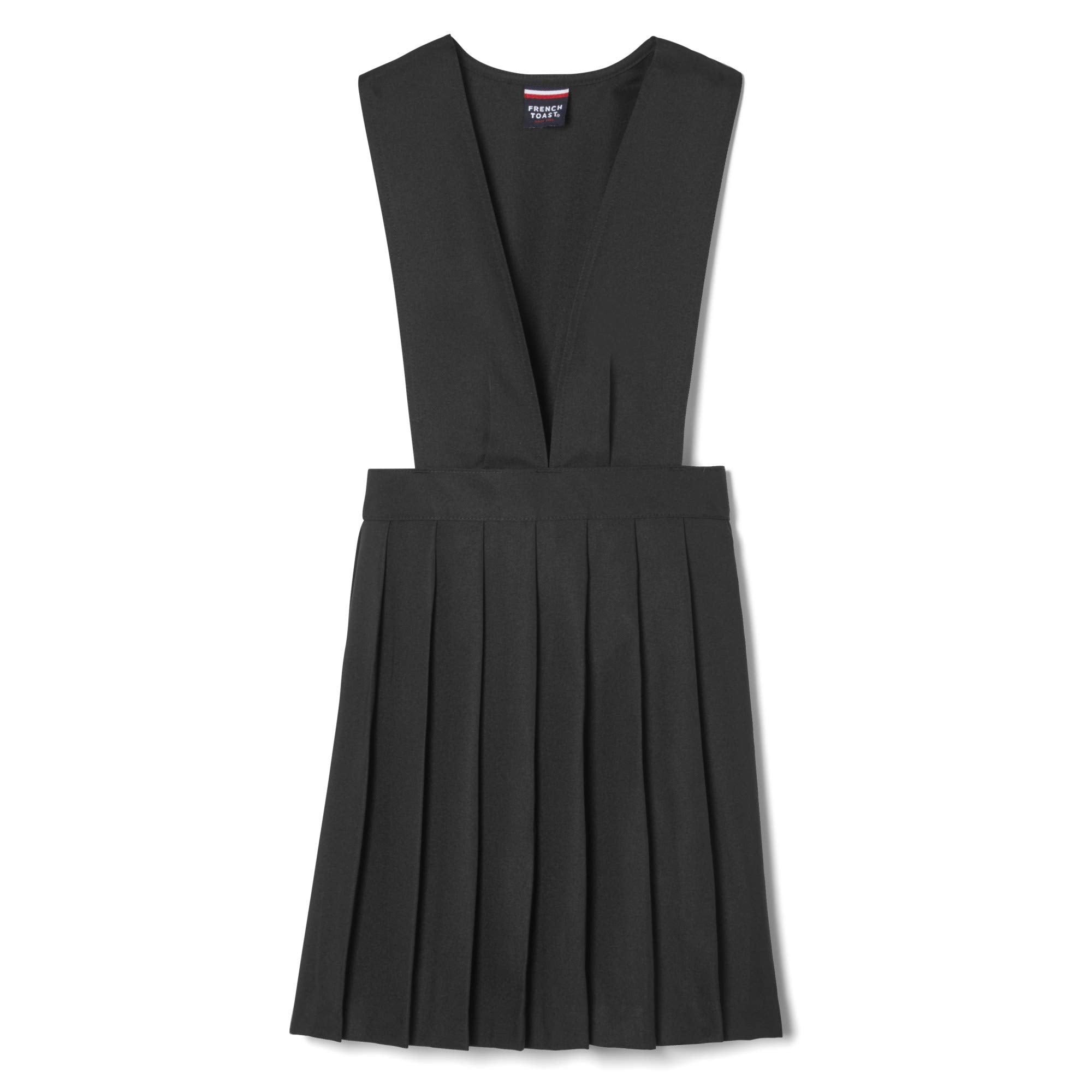 French Toast Big Girls V-Neck Pleated Jumper, Black, 7