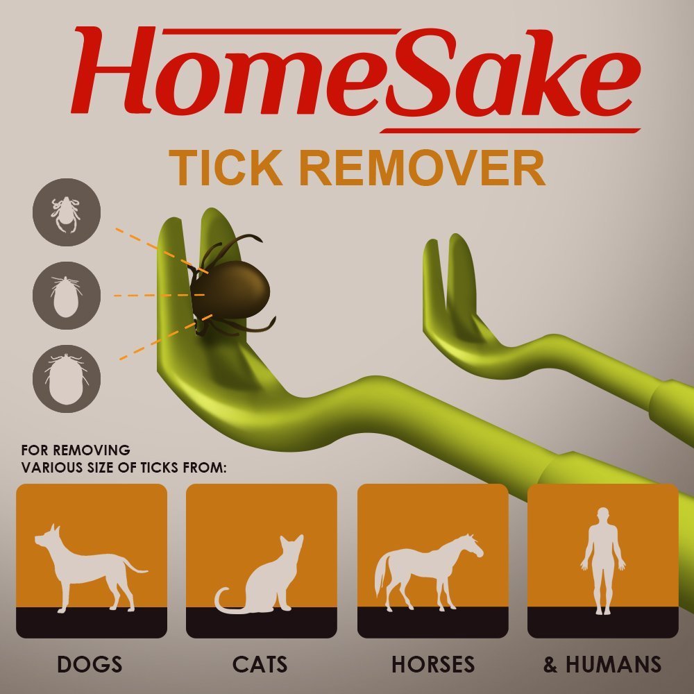 HomeSake Tick Removal Tool for Dogs, Cats & Humans - Pain-Free, 100% Chemical-Free, Pack of 3, Green