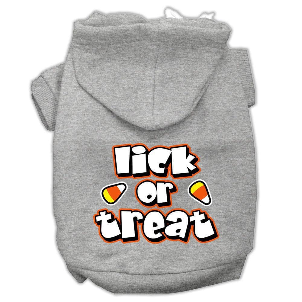 Mirage Pet Products 12&quot; Lick Or Treat Screen Print Pet Hoodie, Medium, Grey