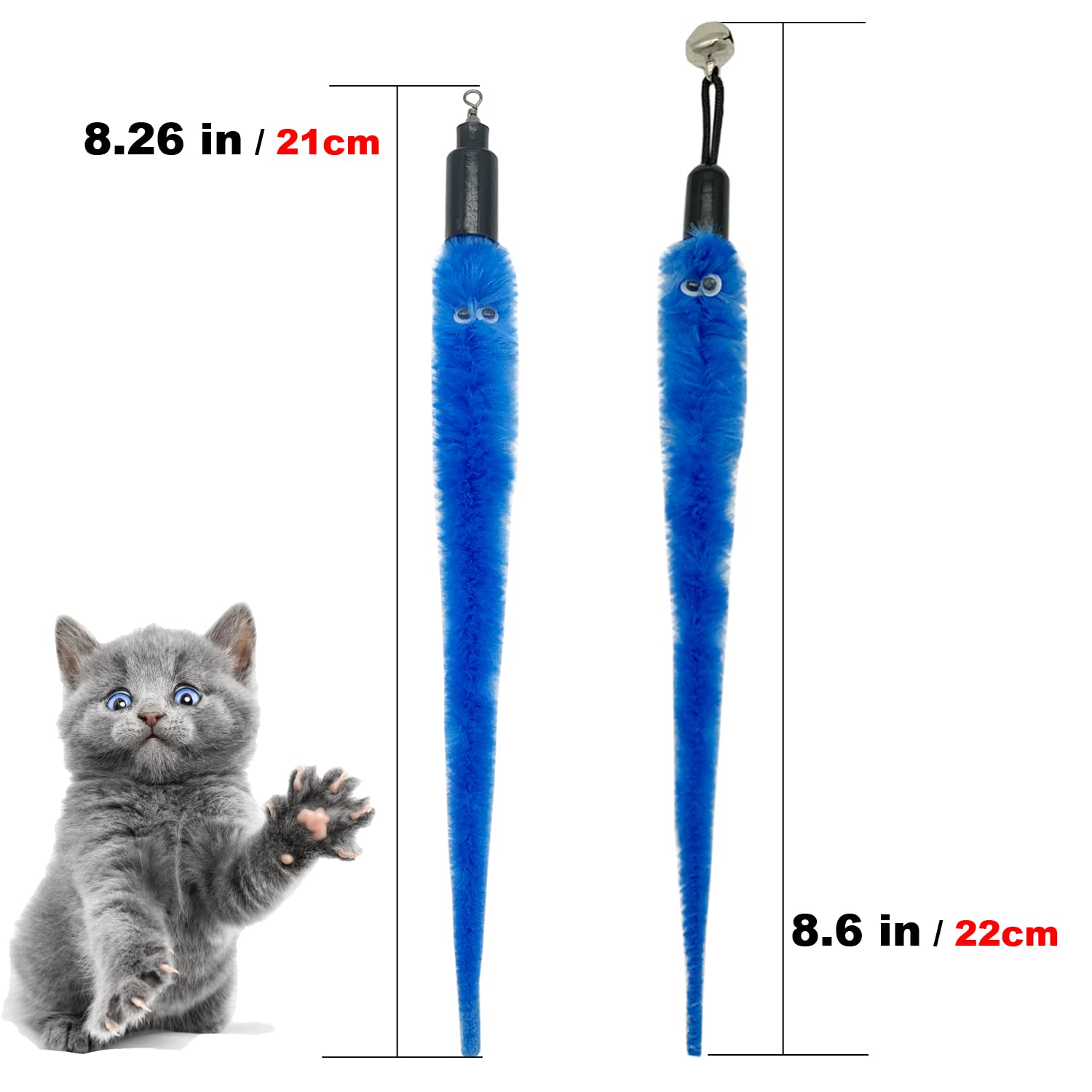 CATENESS Cat Worm Toy Refills, 20 Pieces Cat Wand Attachments Worms Toy for Indoor Cats (B)