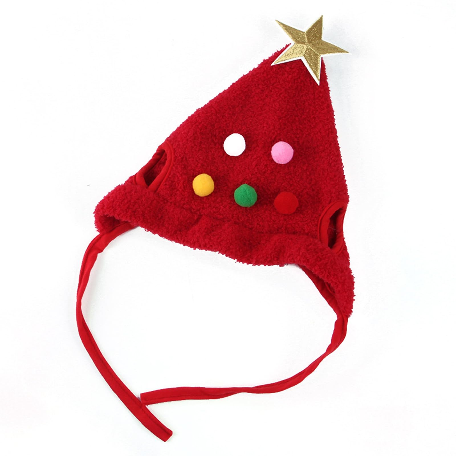 Bobo Rainbow 1Pc Dog Christmas Day Costume - Dog Cat Christmas Day Pet Hat Adjustable Headpiece Hat With Star And Pompoms Pet Re