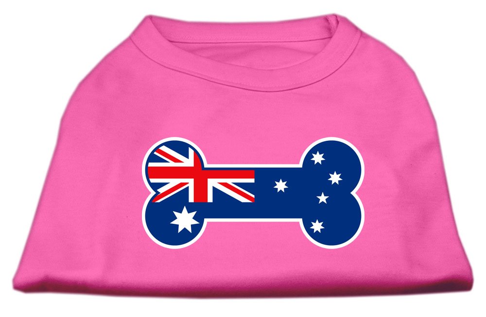 Pet Dog & Cat Shirt Screen Printed, &quot;Bone Shaped Australian Flag&quot; Bright Pink SM (3-6 lbs.)