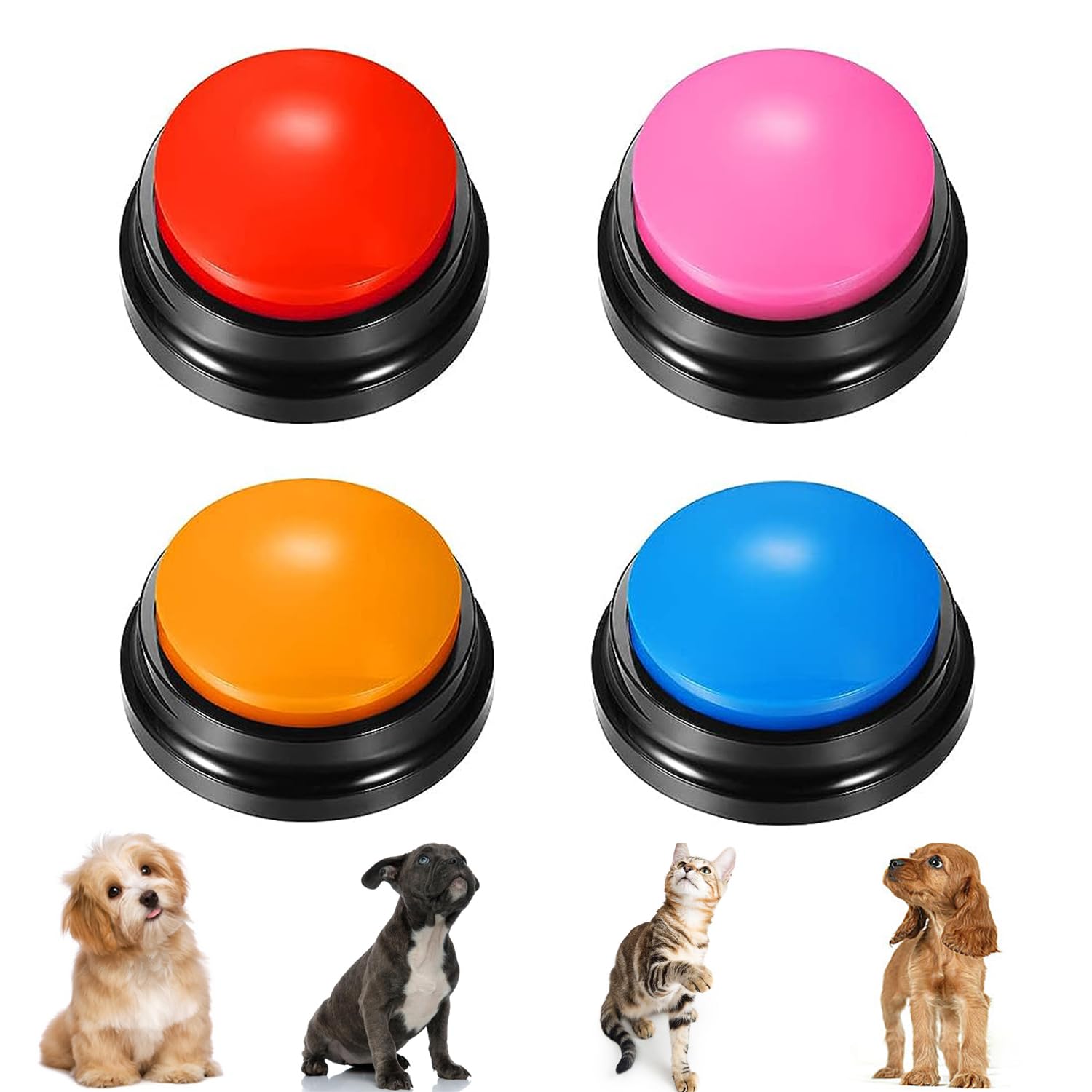 Molik Voice Recording Button 4 Color, Dog Buttons For Communication Pet Training Buzzer, 30 Second Record & Playback, For Family Game And Trivia Nights