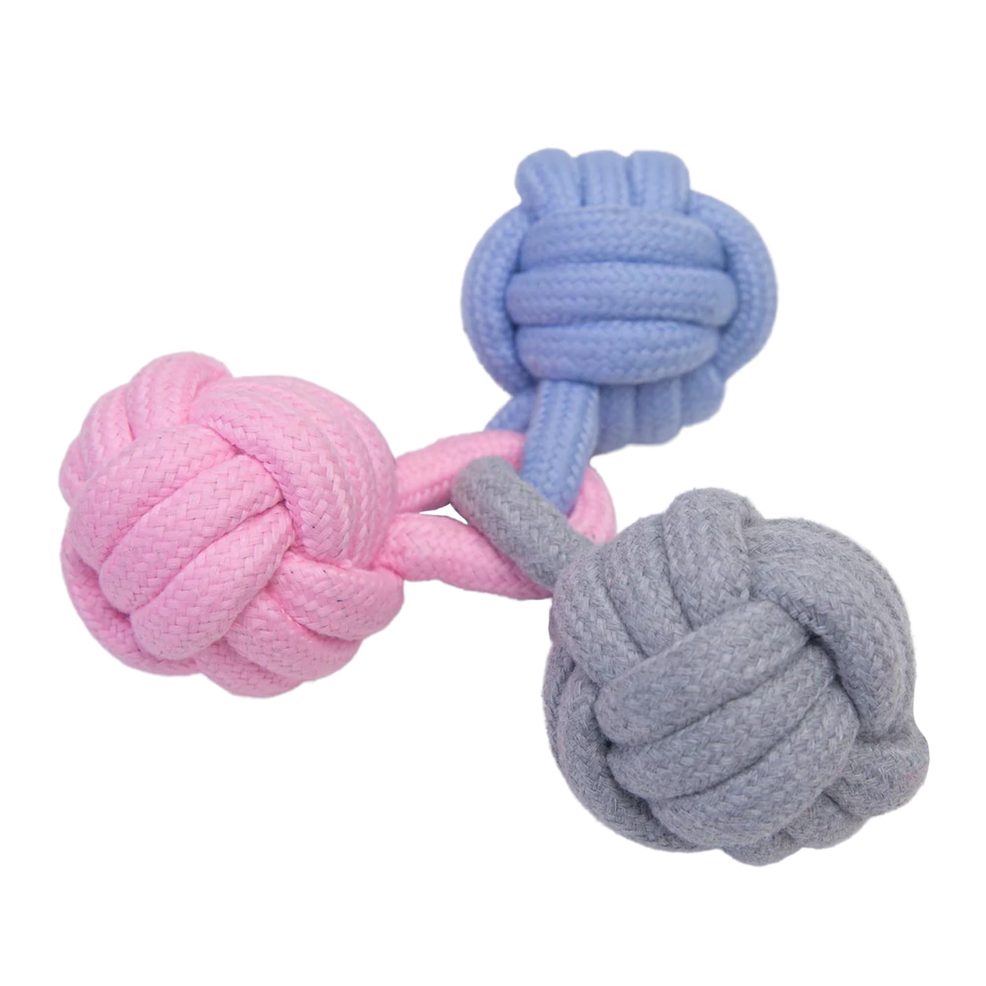 Snug Arooz Try Me Knot Rope Dog Toy - Durable Three-Knot Pastel Design - Ideal For Active Chewers - Perfect For Tugging - Intera