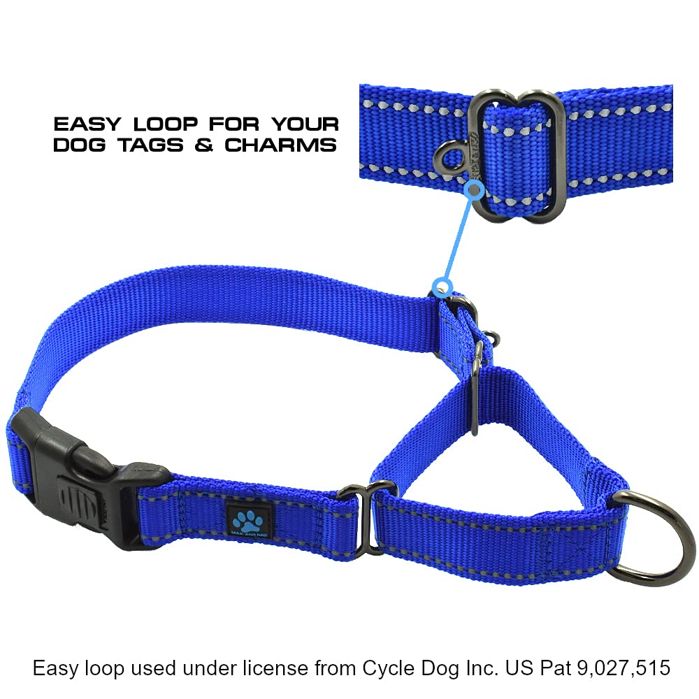 Max and Neo Nylon Martingale Collar - We Donate a Collar to a Dog Rescue for Every Collar Sold (Large, Blue)