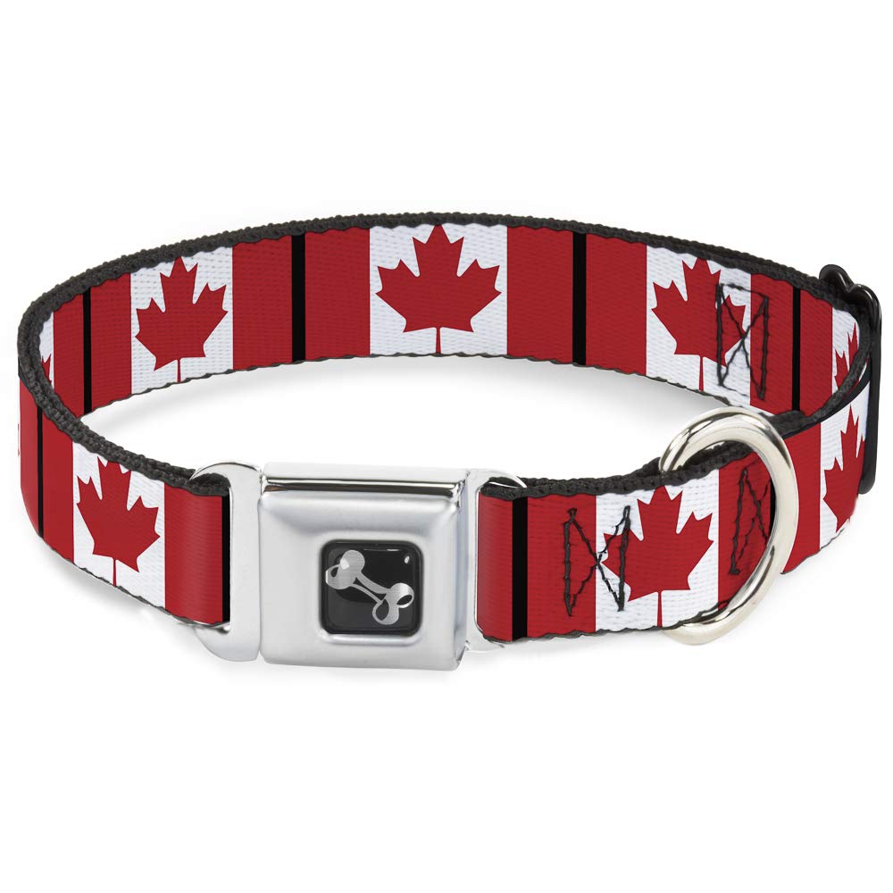 Buckle-Down Seatbelt Buckle Dog Collar - Canada Flags - 1.5' Wide - Fits 18-32' Neck - Large