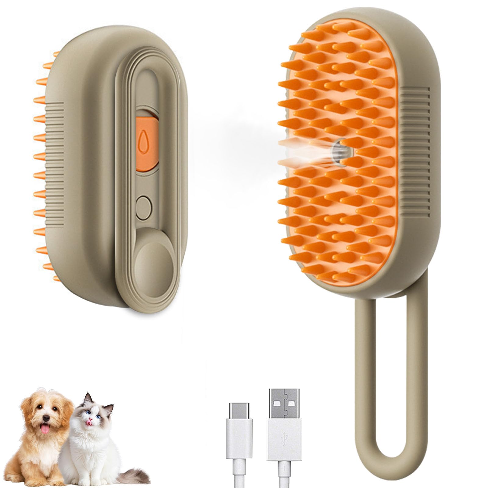 Steam Pet Brush, Steaming Cat Brush, 2025 New 3 In 1 Pet Steam Groomer Brushes, Lifweb-E-Comb,Massaging And Cleaning Hair Remova