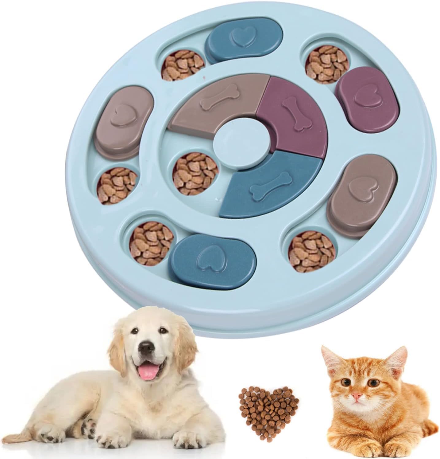 Psk Pet Mart Pet Round Shape Puzzle Toy With Dispensing Treats, Pet Toys Game For Training And Slow Feed, NonSlip Feeder Design