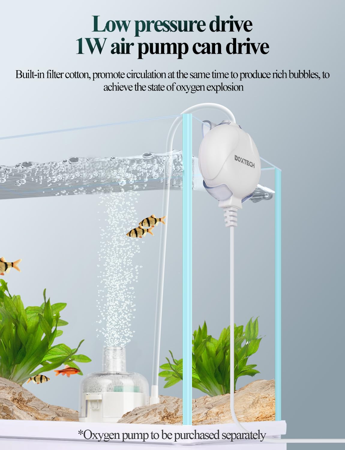UPETTOOLS Mini Aquarium Sponge Filter, Small Fish Tank Filter Submersible Fish Filter Built-in Air Bubble Stone and Bio Balls fo