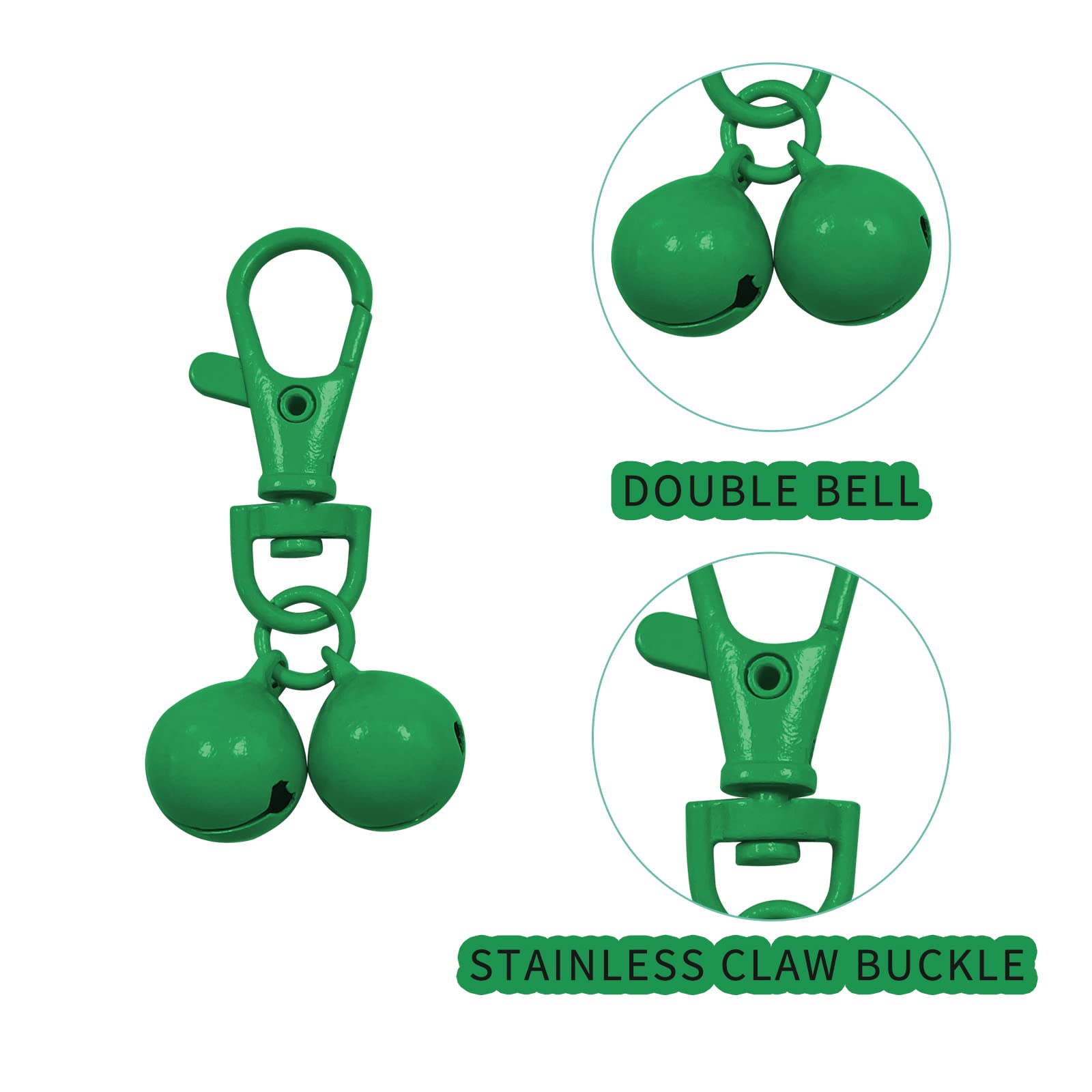 JANEMO St Patricks Day Dog Collar Bell Decoration - Mini Brass Bell for Dogs and Cats - Green