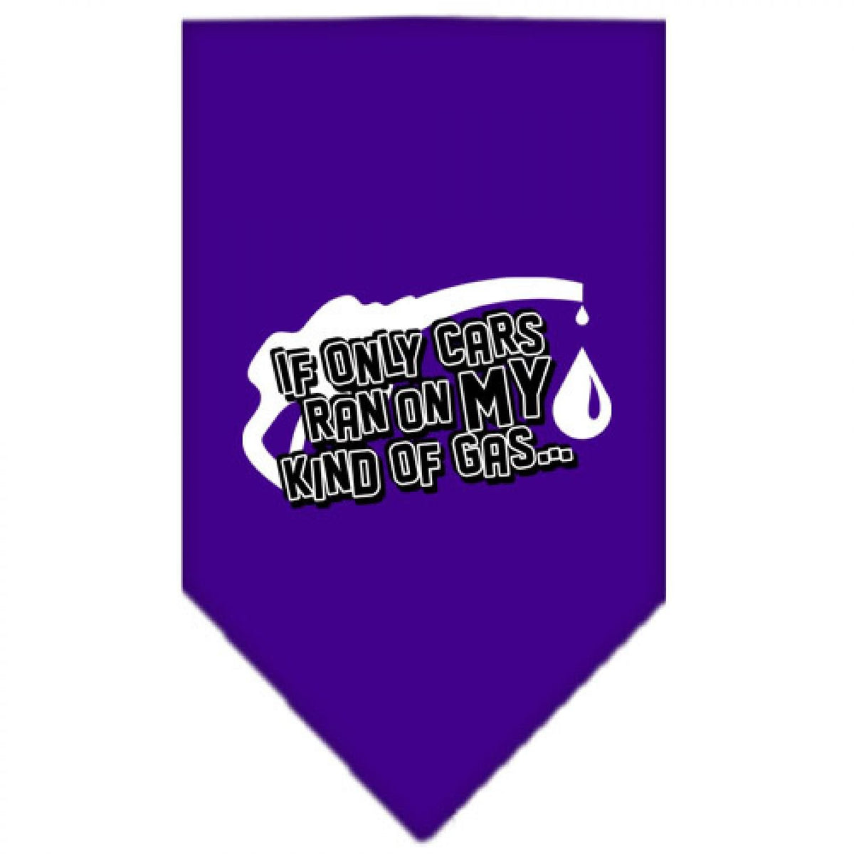 Pet and Dog Bandana Screen Printed, &quot;If Only Cars Ran On My Kind Of Gas&quot; Purple Small