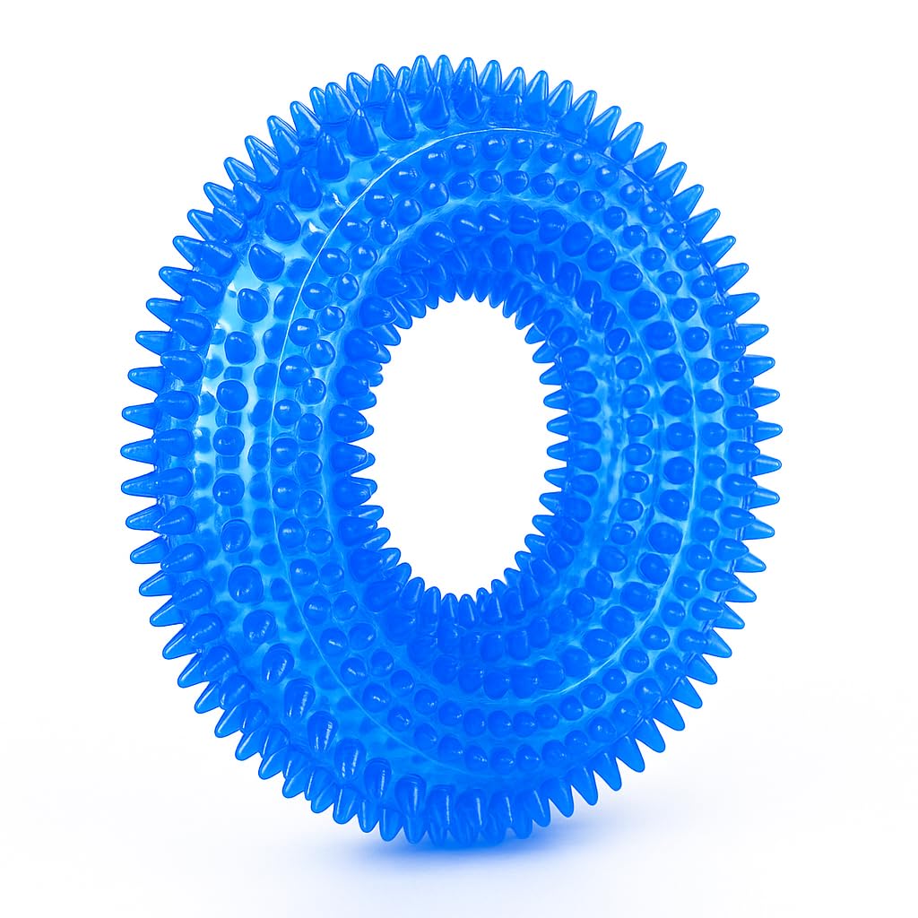 Youstylo Durable Dog Chew Toy: Natural Rubber, FoodGrade Quality, Spike Texture Ring  Ideal For Aggressive Chewers, Dental Car