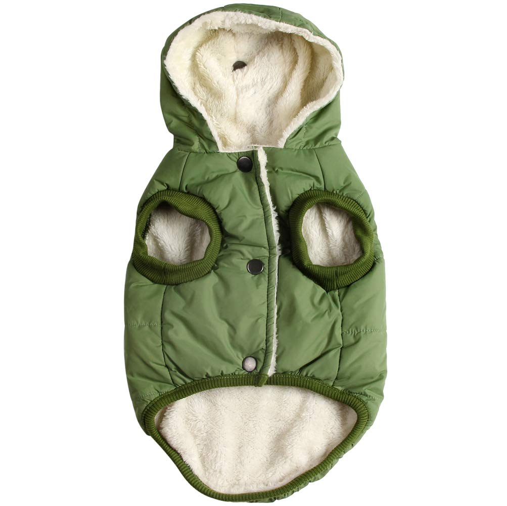 Vecomfy Fleece Lining Extra Warm Dog Hoodie In Winter For Large Dogs Jacket Pet Coats With Hooded Green Xl