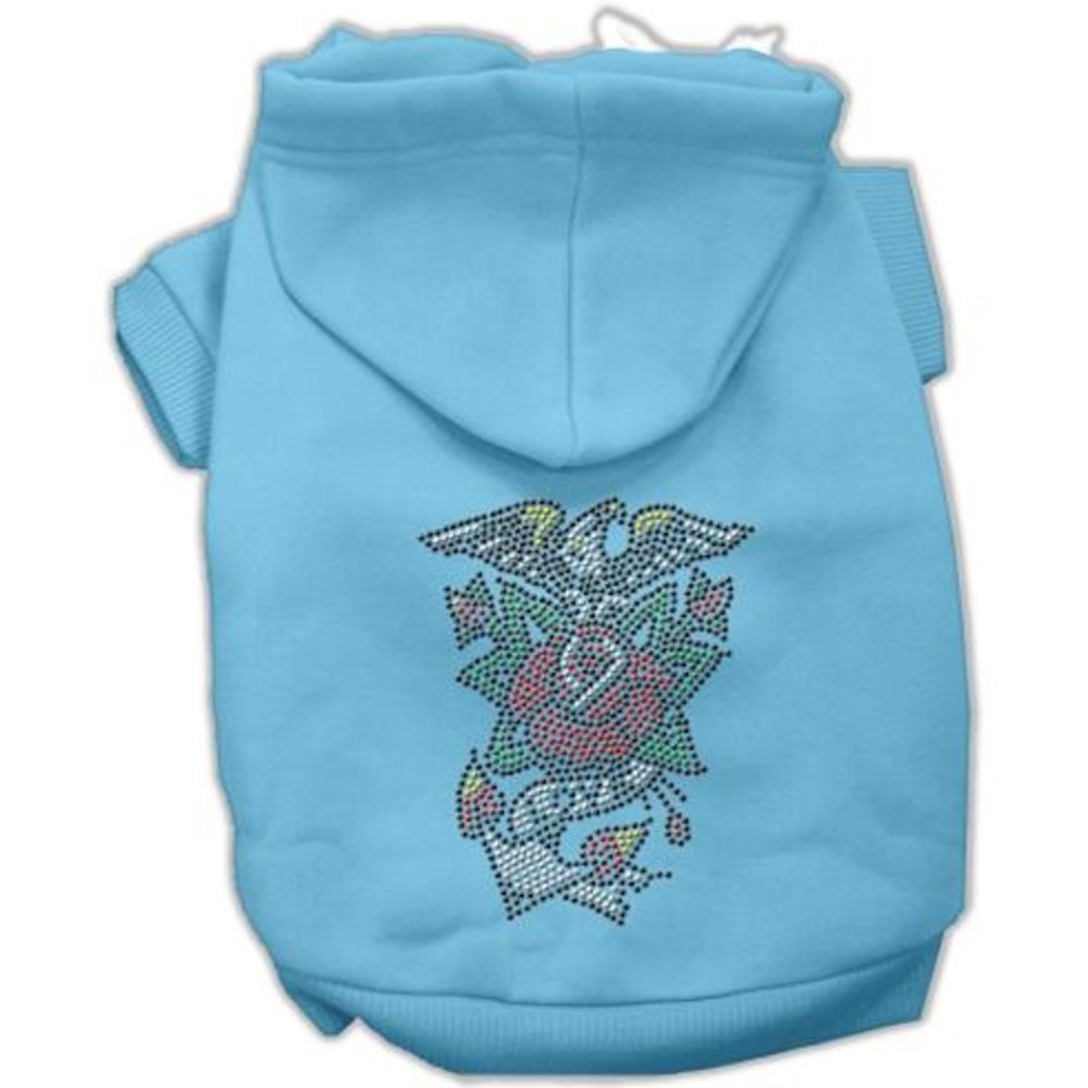 Pet, Dog & Cat Hoodie Nailhead Rhinestone, &quot;Eagle Rose&quot; Baby Blue 3XL (25-35 lbs.)