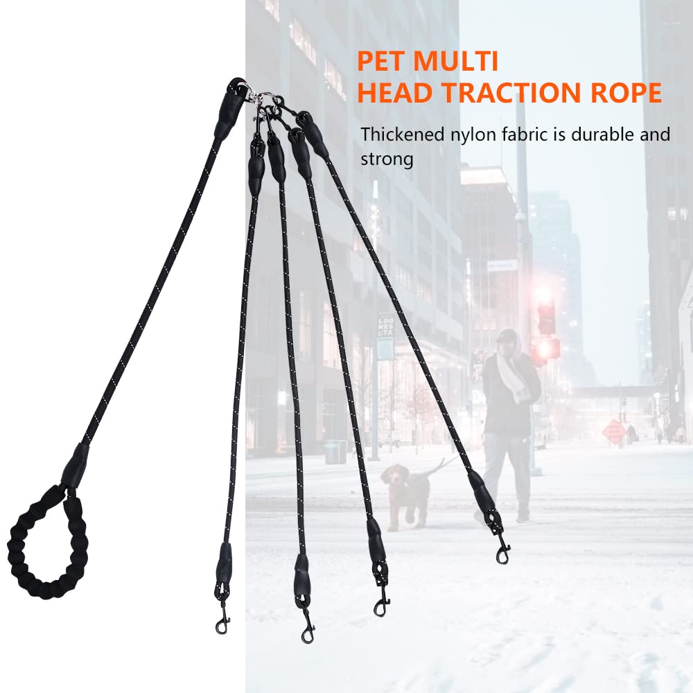 Four Dog Leash,Comfortable Four Dog Leash With Reflective,360 Swivel No Tangle 4 Dog Training Leash,For Multiple Large Medium Sm