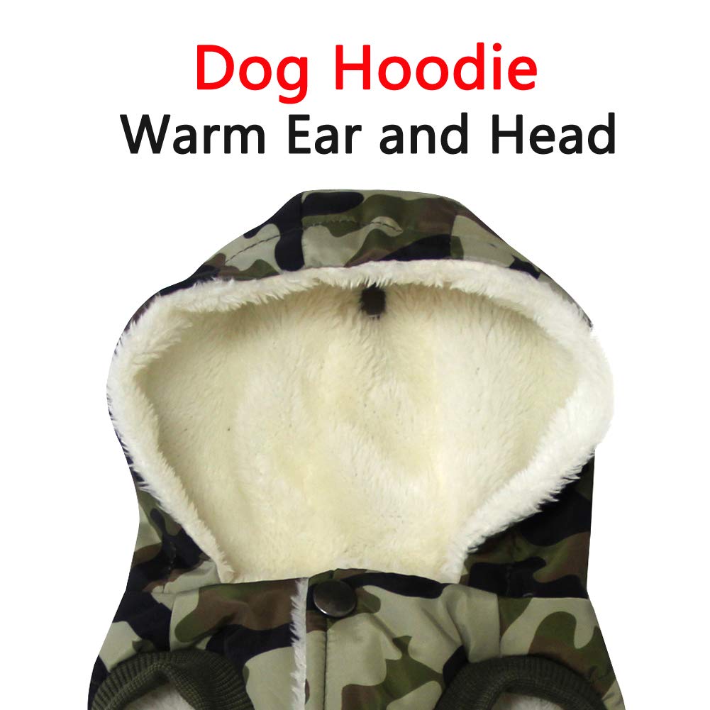 Vecomfy Fleece Lining Extra Warm Dog Hoodie In Winter,Small Dog Jacket Puppy Coats With Hooded,Green Camo Xs