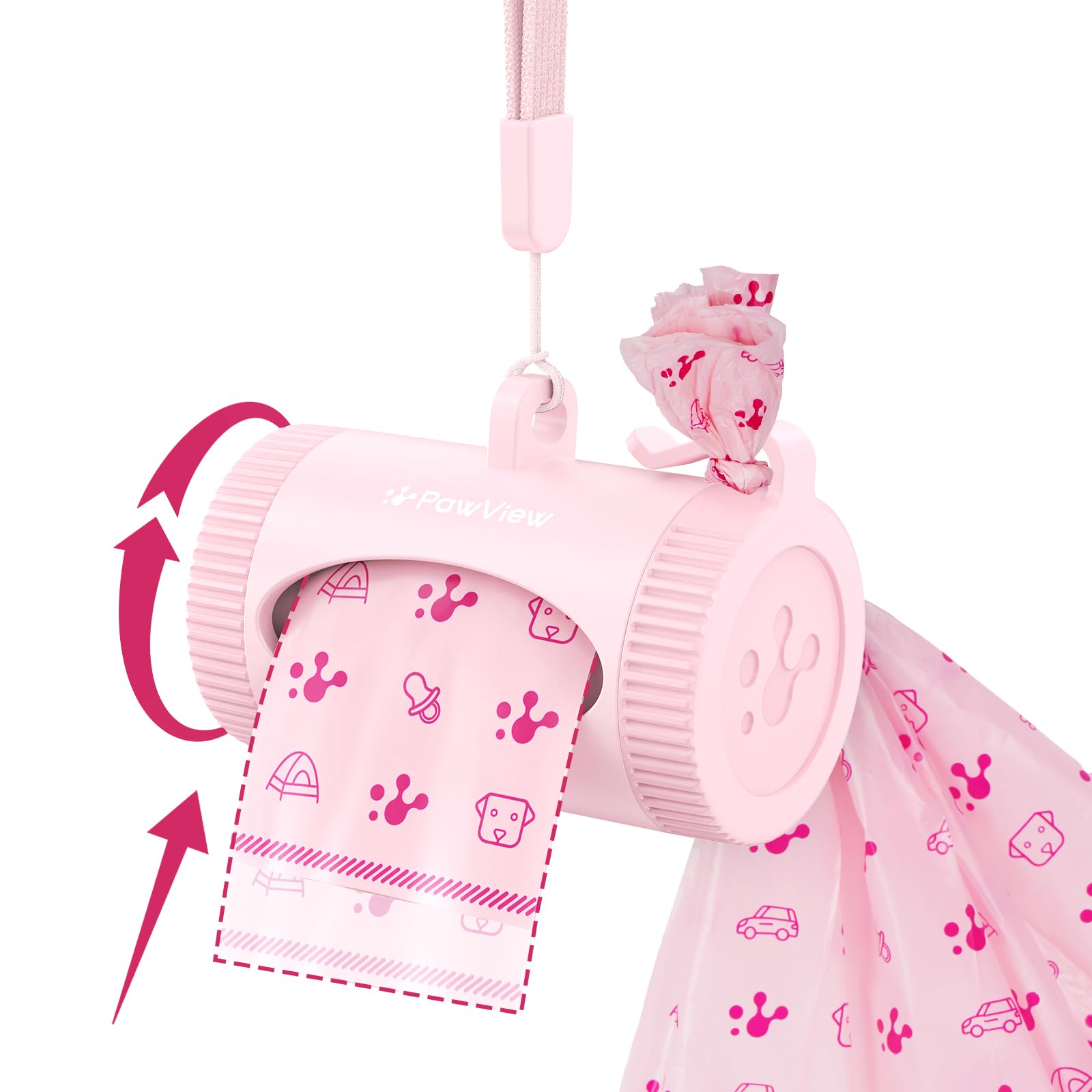 Pawview Dog Poop Bag Holder With Hands-Free Holder, Manual Retract & Walk Tracking - Includes 1 Dispenser & 15 Lavender-Scented 