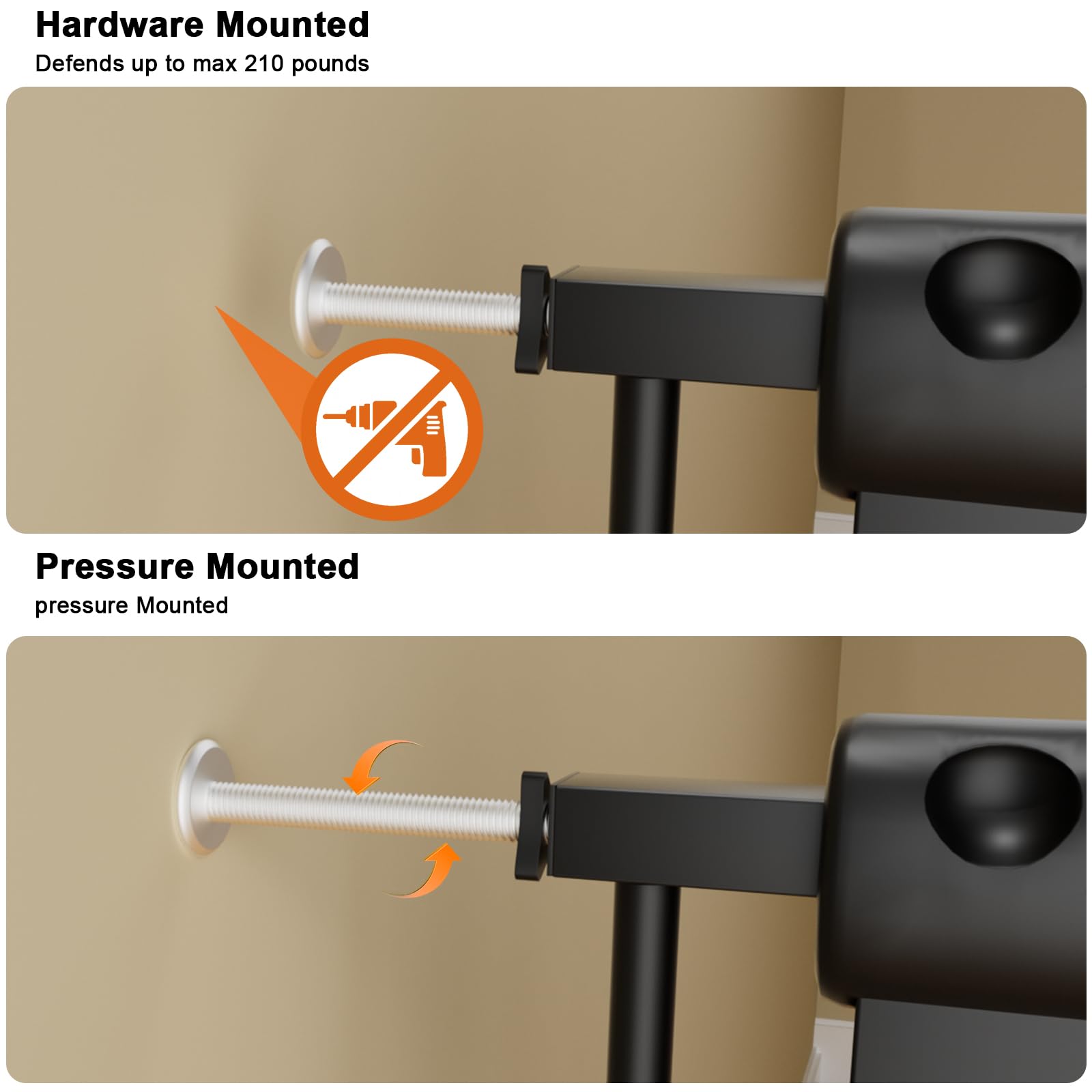 HOOOEN Narrow Baby Gates for Stairs Doorways Auto Close Tension Black Metal Child Pet Safety Gates with Pressure Mount 29-34 Inc