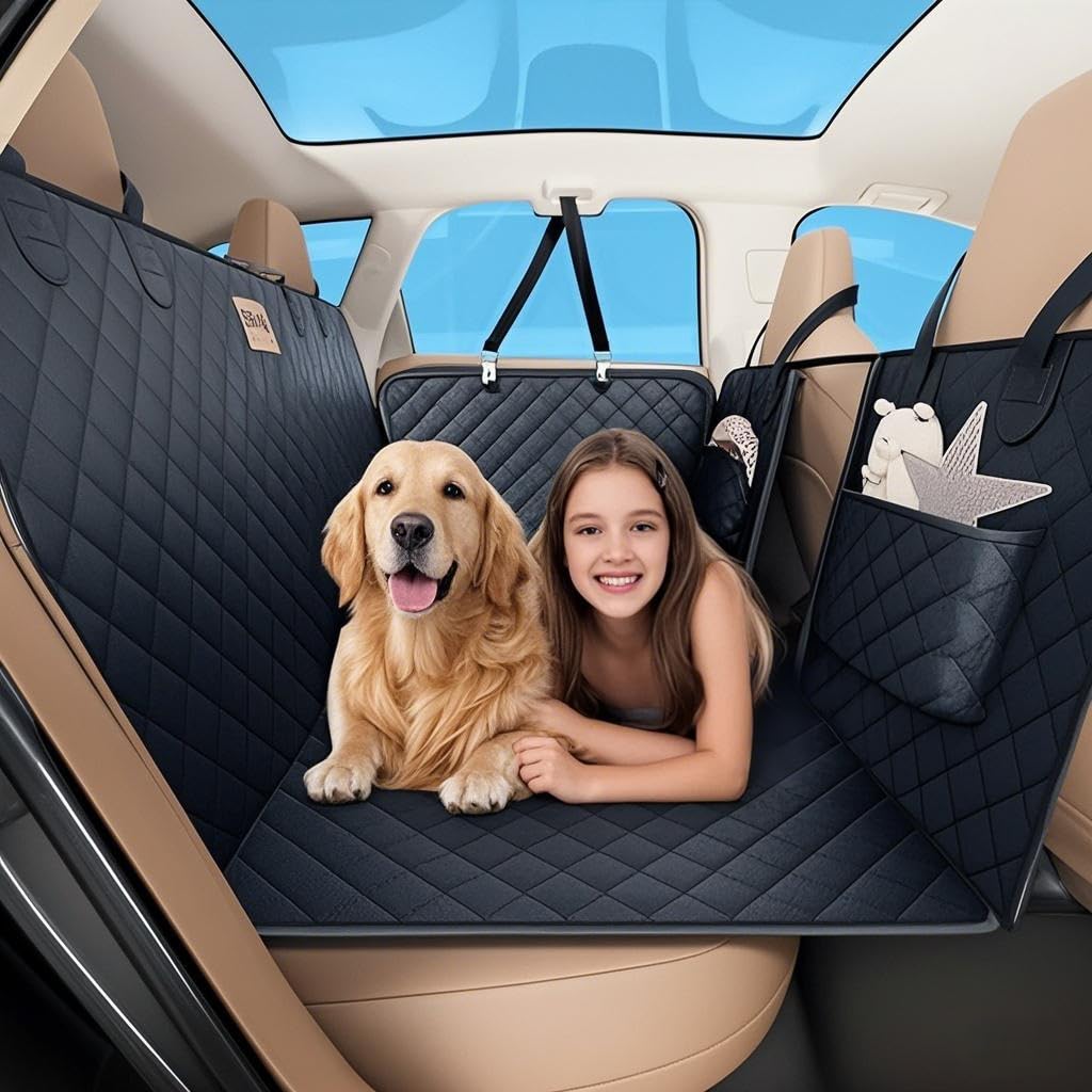 Leather Dog Car Seat Cover, Pets Waterproof Back Seat Cover, 400 Lbs Extender Hard Bottom, Duty Scratch Proof Nonslip Durable So