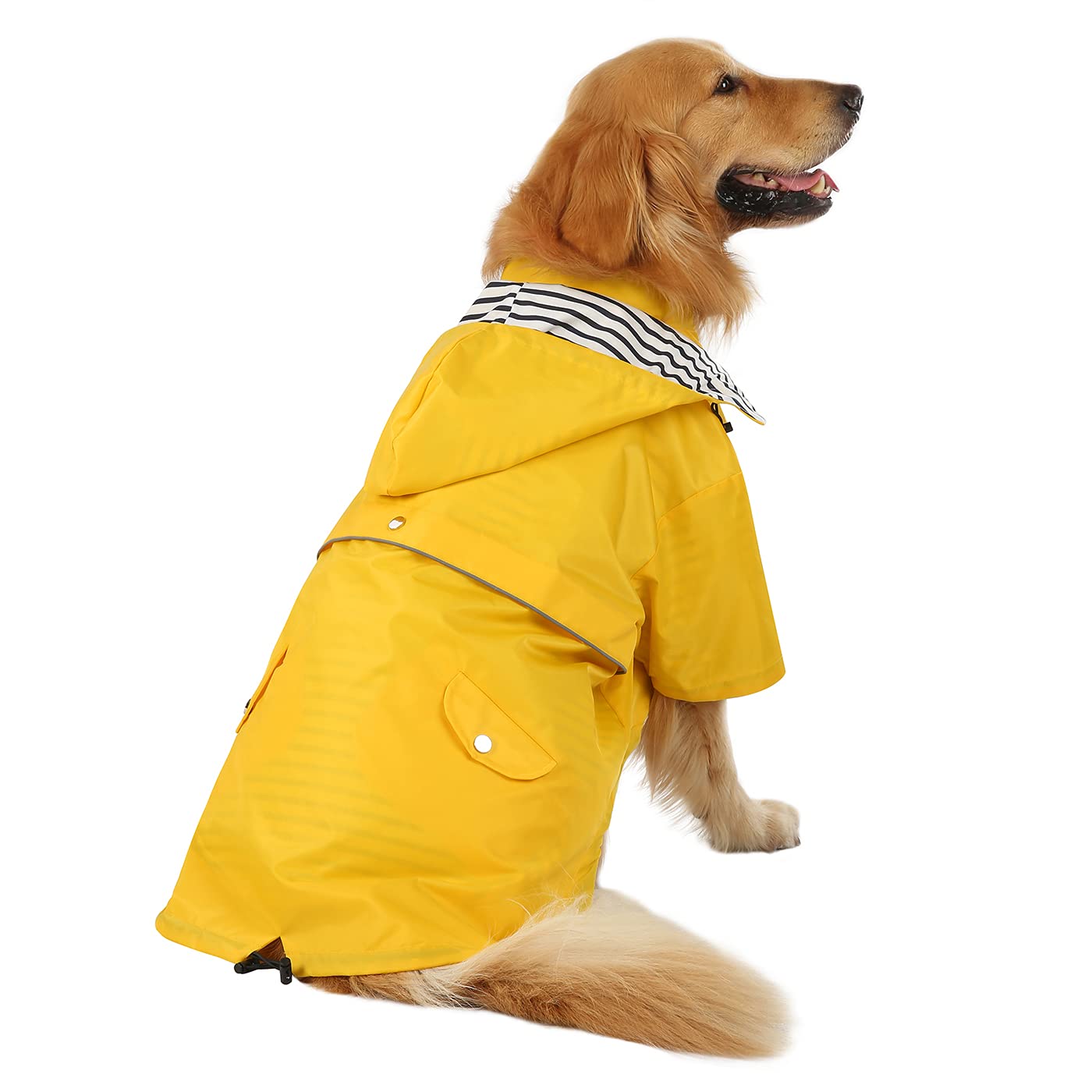 HDE Dog Raincoat Double Layer Zip Rain Jacket with Hood for Small to Large Dogs Yellow - 2XL