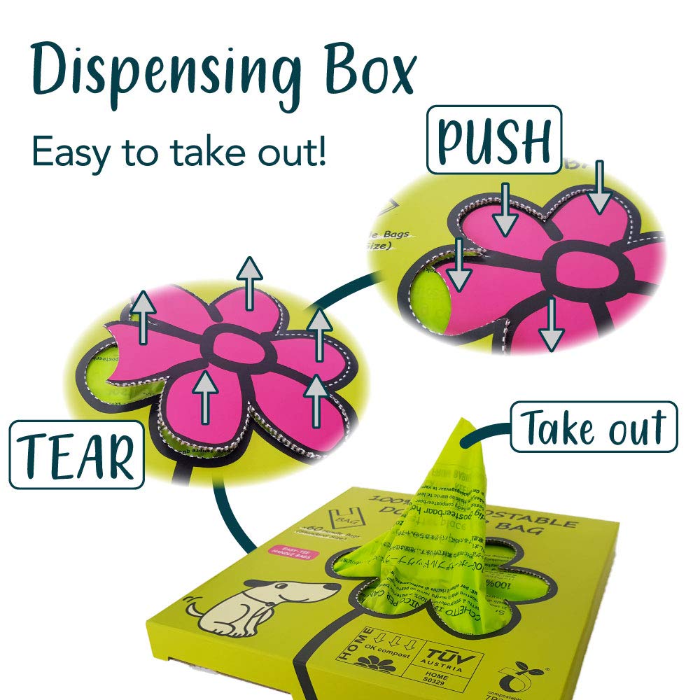 Moonygreen Dog Poop Bag, Compostable Cat Litter Bags With Easy-Tie Handles, Eco-Friendly Pet Waste Bags, Unscented, Vegetable-Based, Extra Thick, Leak Proof, Fits For Dogs And Cat Scoops, 60 Counts