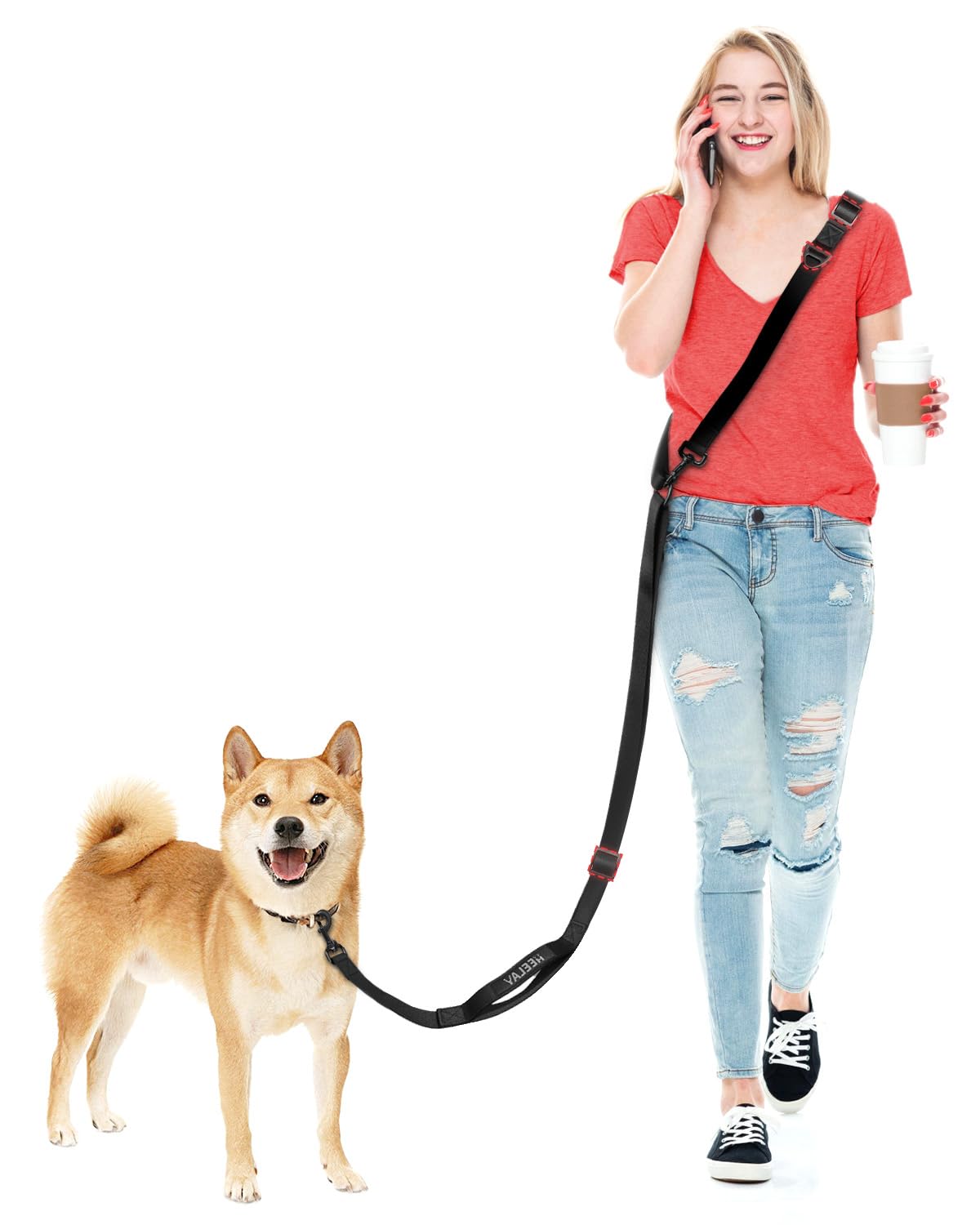 Hands Free Dog Leash for All Shapes,6.5-9.8ft Dual Adjustable Dog Leash,Crossbody Dog Leash with Padded Handle for Dog Walking,L