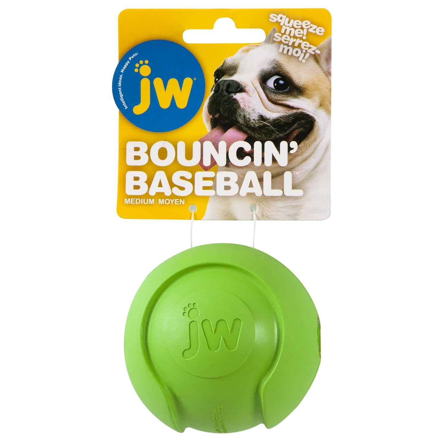 JW Pet Company iSqueak Bouncin Baseball Dog Toy, Medium (Colors Vary)