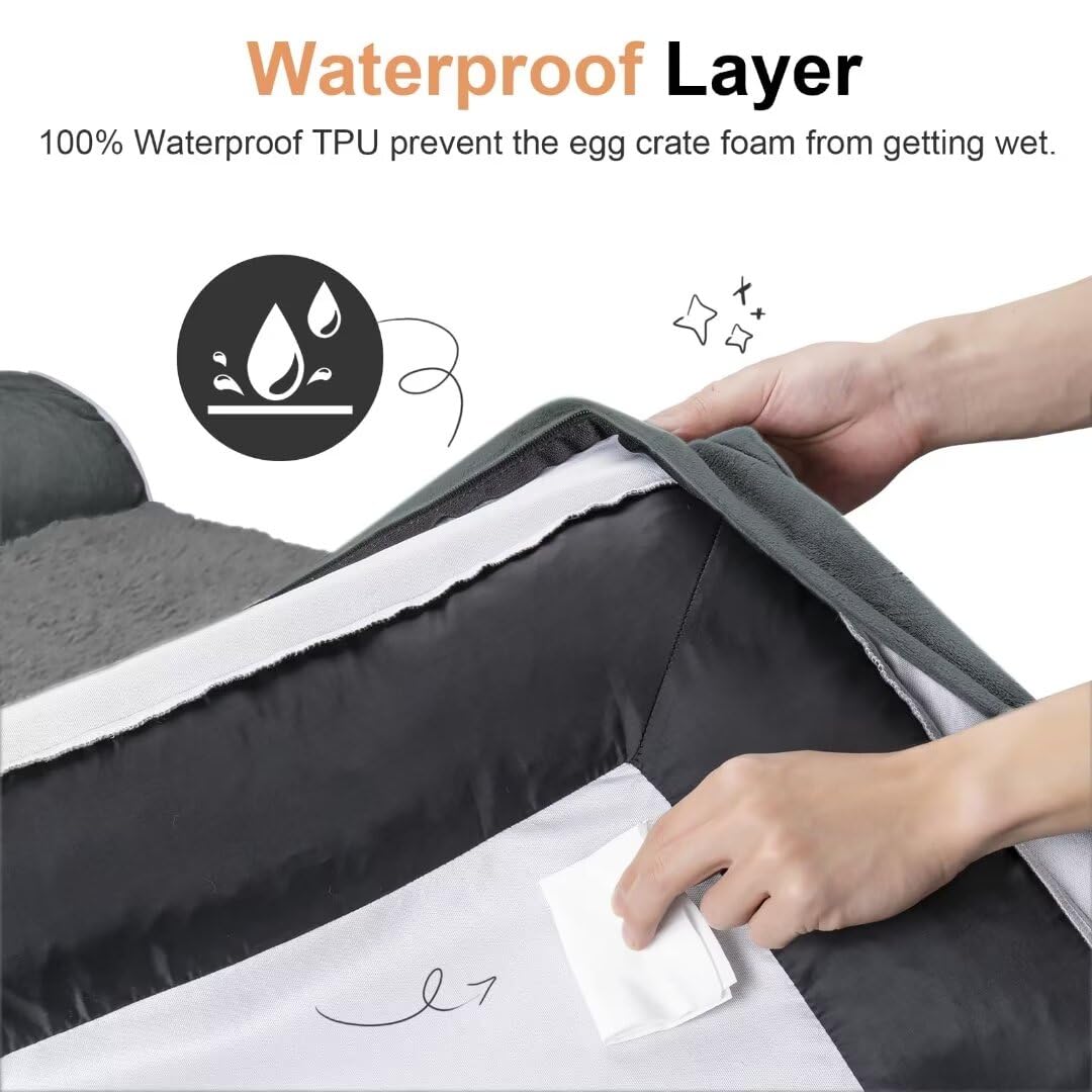 Large Dog Bed Orthopedic Washable: Beds Bolster Xl Bed Big Xlarge Dogs Memory Foam Sofa Couch Waterproof Removable Cover - Dark Grey
