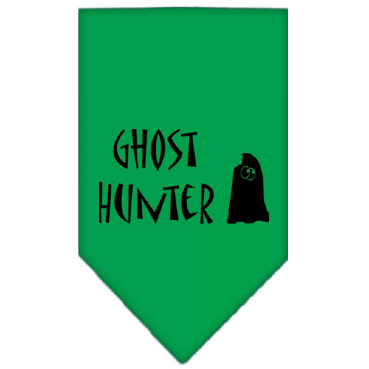 Halloween Pet and Dog Bandana Screen Printed, &quot;Ghost Hunter&quot; Emerald Green Small