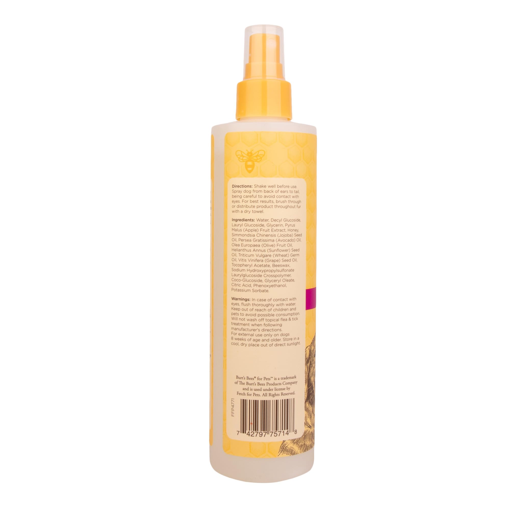 Burt's Bees Waterless Dog Shampoo Spray - Natural Apple & Honey, 10 oz - 3 Pack, Cruelty-Free, Sulfate & Paraben Free, Made in USA