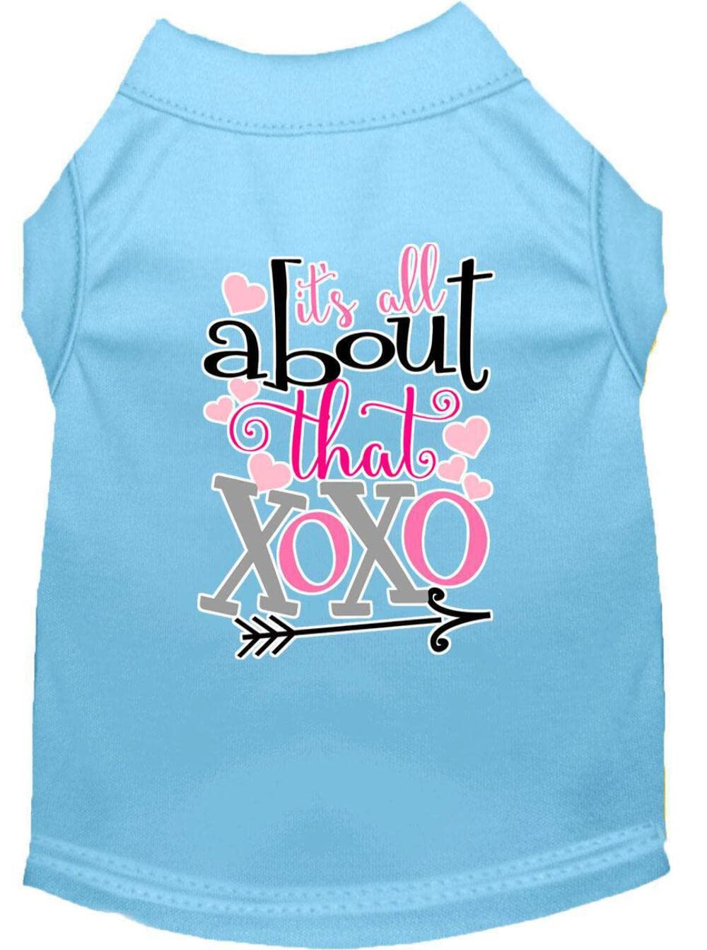 Pet Dog & Cat Shirt Screen Printed, &quot;All About That XOXO&quot; Baby Blue MD (6-10 lbs.)