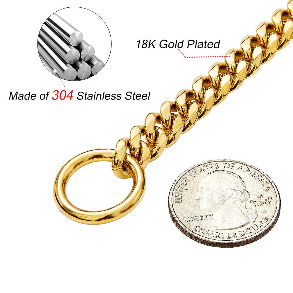 Gold Cuban Link Dog Necklace Collar For Small Medium Large Dog, Cute Dog Collar