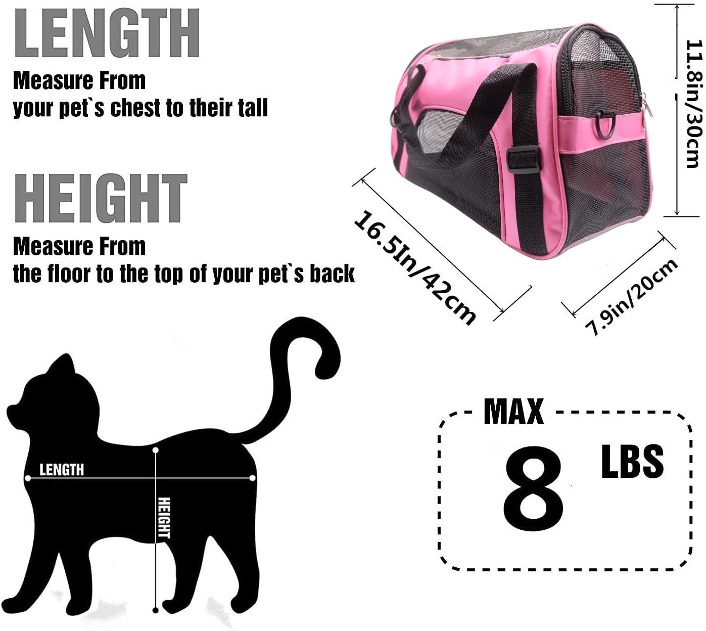 ZaneSun Soft-Sided Cat Carrier - LightPink, Portable, Airline Approved, Foldable Pet Bag for Cats & Small Dogs