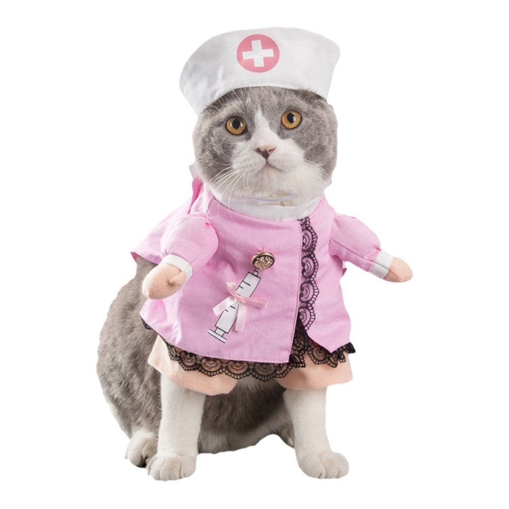 Weeh Dog Costume Clothes Halloween Cat Costumes Small Animal Funny Pets Clothing For Doggy Kitty Rabbits Piggy, Nurse, L