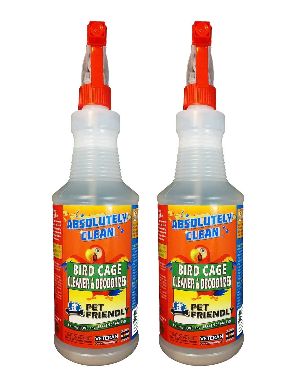 Absolutely Clean Amazing Bird Cage Cleaner and Deodorizer - Just Spray/Wipe - Safely & Easily Removes Bird Messes Quickly and Ea