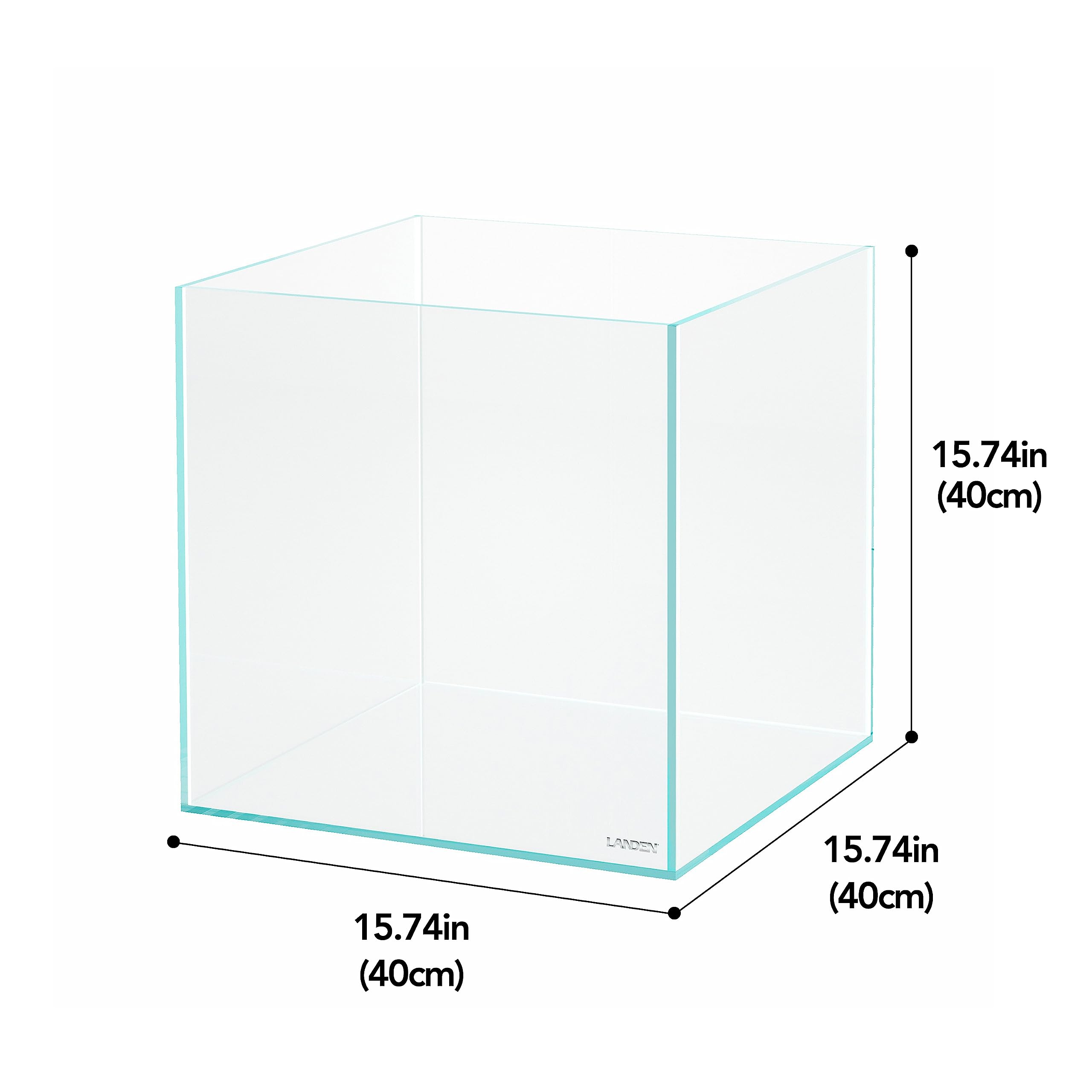 LANDEN 15.6 Gallon Cube Rimless Low Iron Aquarium Tank,15.7'' L    15.7'' W    15.7'' H (40cm x 40cm x 40cm) 6mm Thickness with