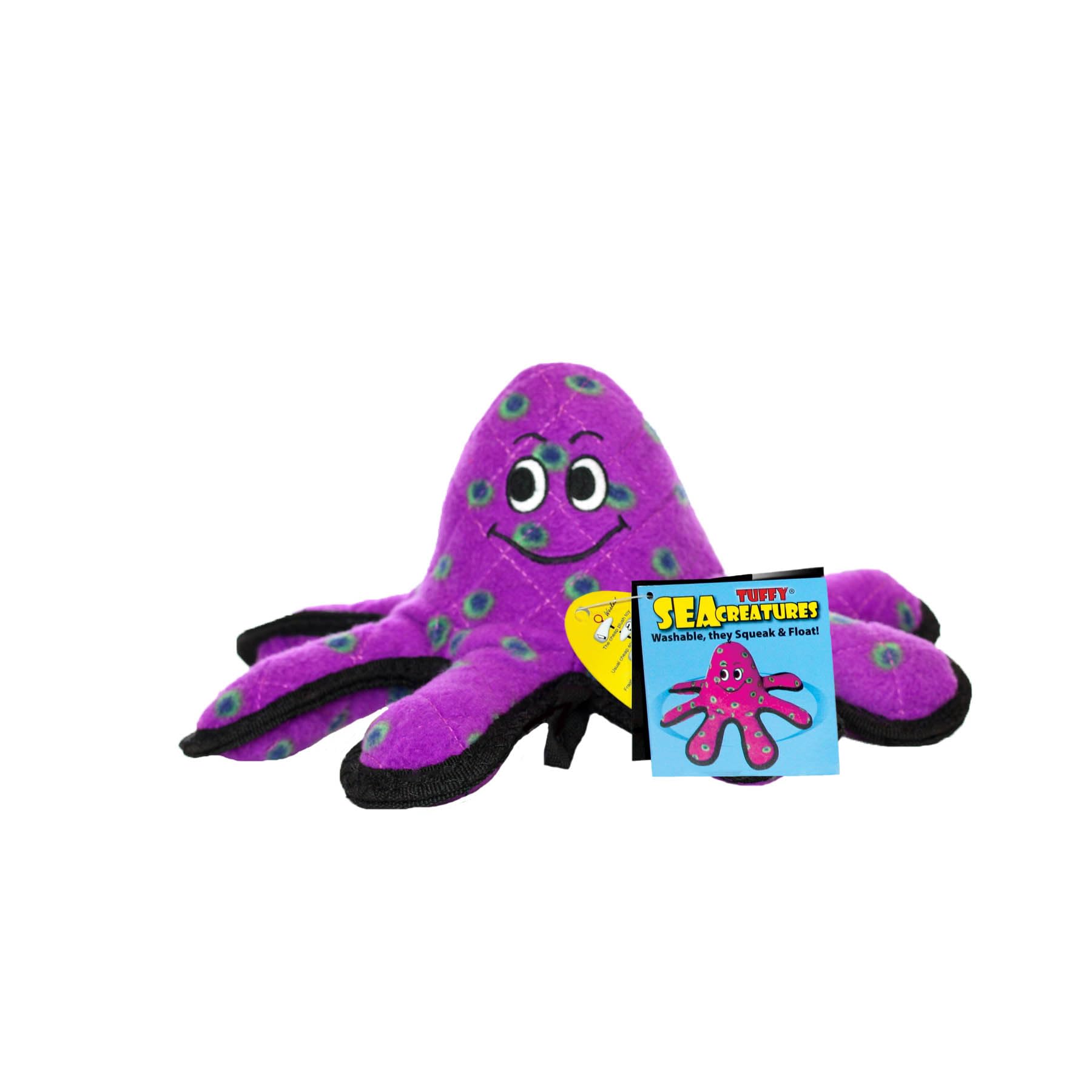 World'S Tuffest Soft Dog Toy - Ocean Creature Small Octopus - Squeakers - Multiple Layers. Made Durable, Strong & Tough. Interactive Play (Tug, Toss & Fetch). Machine Washable & Floats