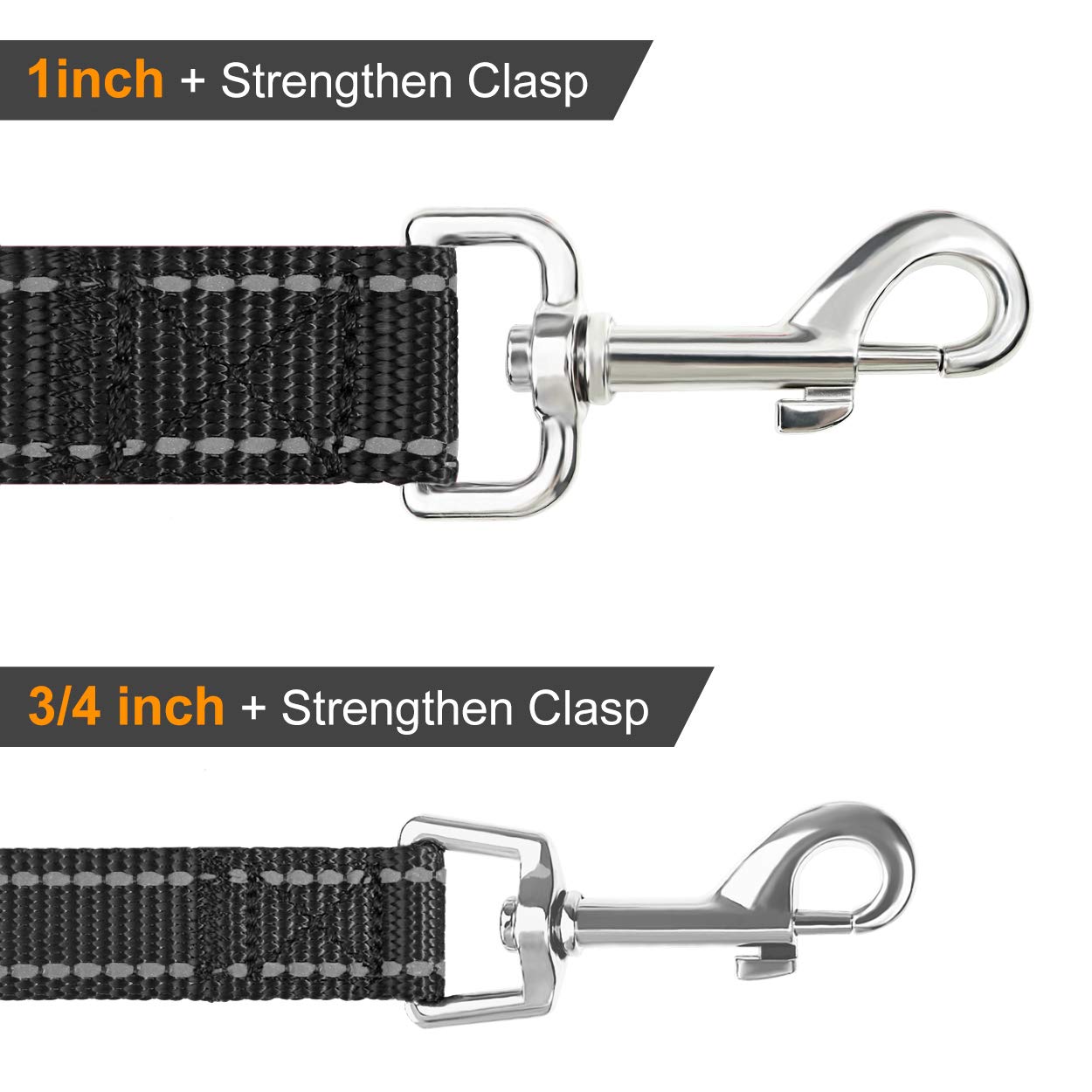 Joytale Double-Sided Reflective Dog Leash, 6 Ft/5 Ft/4 Ft, Padded Handle Nylon Dogs Leashes For Medium & Large Dogs Walking, Bla