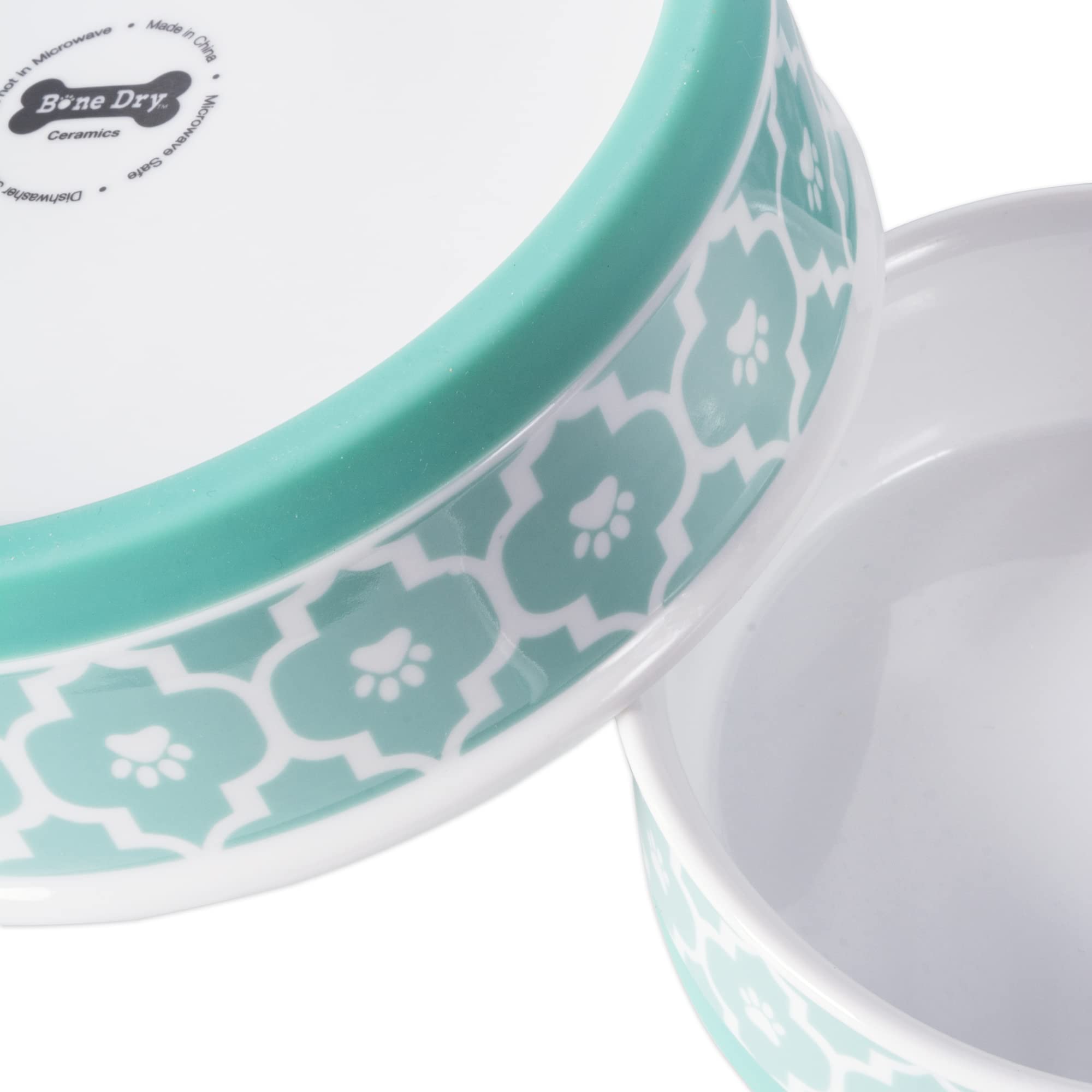 Bone Dry Lattice Collection Pet Bowl & Canister, Single Dish, Medium 6x2, Aqua