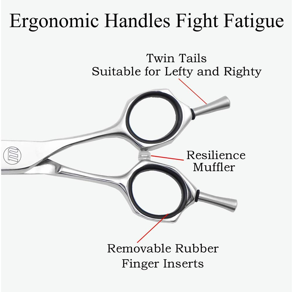 Moontay 7 Dog Grooming Chunkers Scissors - 35 Teeth, Upward Curved, Japan 440C Stainless Steel for Pet Groomers & DIY Use