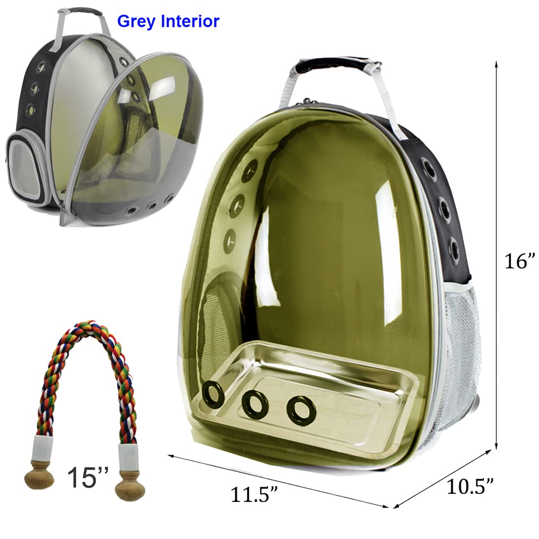 Bird Carrier Cage, Bird Travel Backpack With Stainless Steel Tray And Standing Perch
