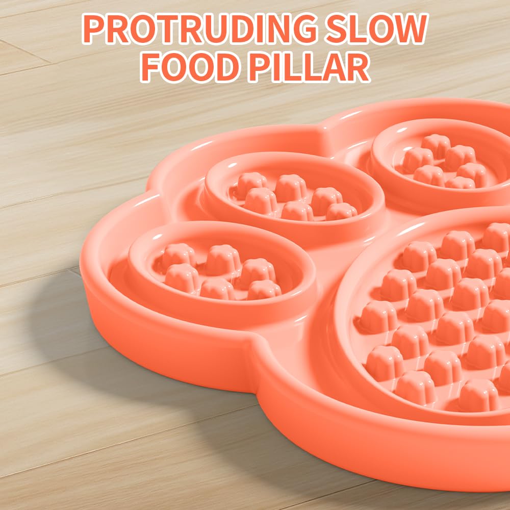 Ceramic Slow Feeder for Dogs & Cats, Lick Mat and Puzzle Feeder Cat Dish Slow for Anxiety Relief, Interactive Treats, and Wet Fo