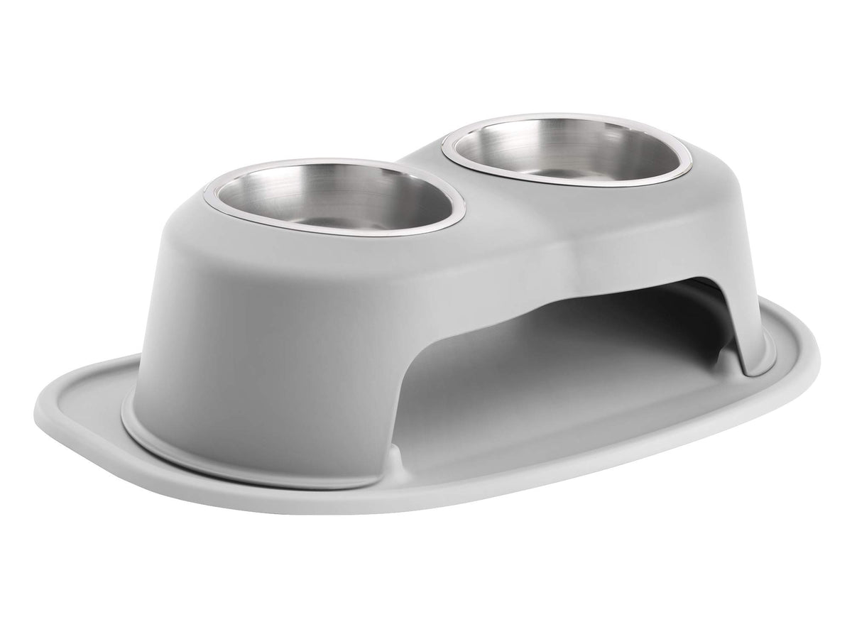 Weathertech Double High Pet Feeding System - Elevated Dog/Cat Bowls - 6 Inch High Light Grey (Dhc3206Lglg)