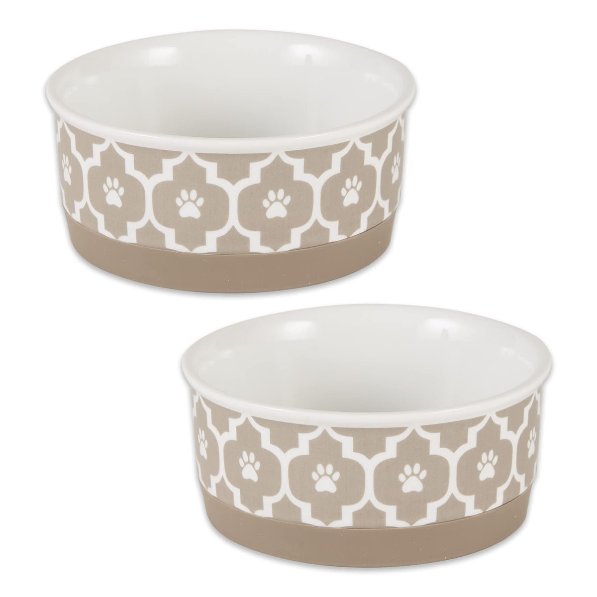 Bone Dry Lattice Collection Pet Bowl & Canister, Small Set, 4.25x2 inches, Stone, 2 Piece